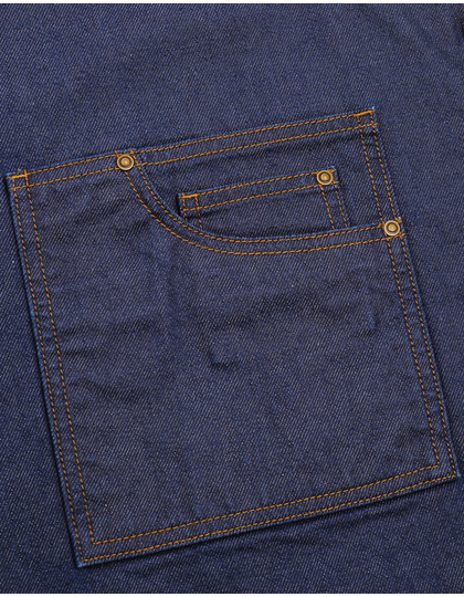 Premier Workwear District Waxed Look Denim Bib Apron schort gedragen