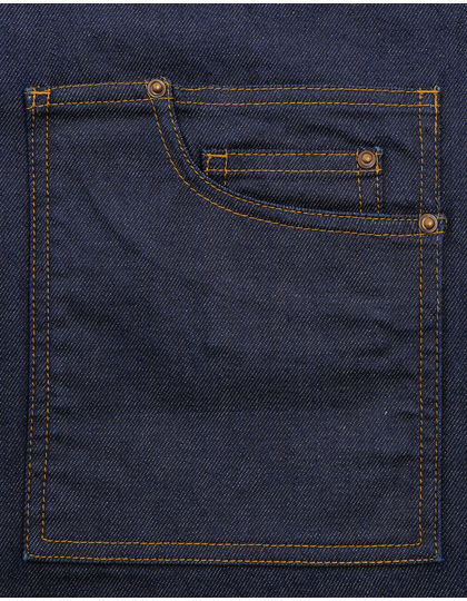 Premier Workwear Division Waxed Look Denim Waist Apron sloof gedragen