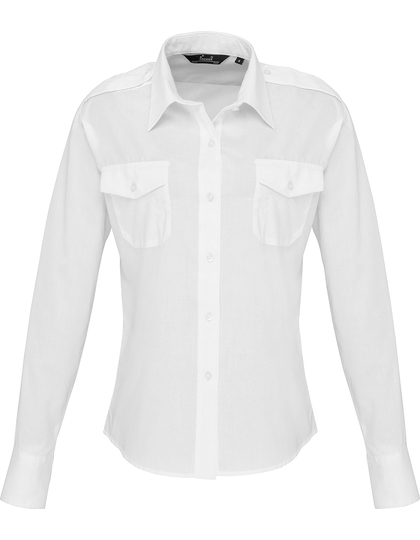 Premier Workwear Women´s Long Sleeve Pilot Shirt blouse achterzijde