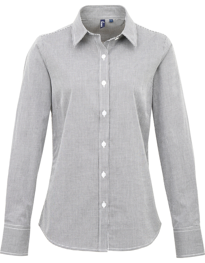 Premier Workwear Women´s Microcheck Gingham Long Sleeve blouse achterzijde