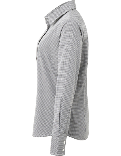 Premier Workwear Women´s Microcheck Gingham Long Sleeve blouse gedragen