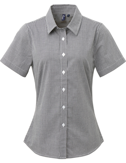 Premier Workwear Women´s Microcheck Gingham Short Sleeve blouse achterzijde