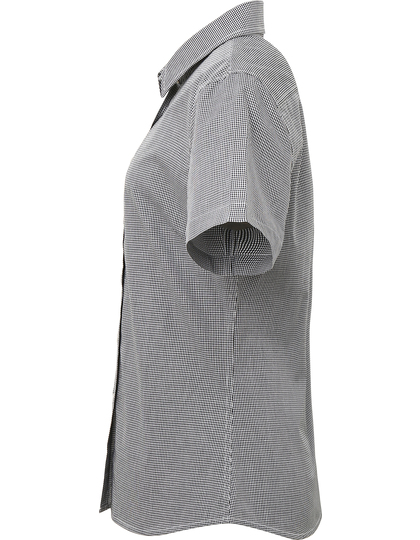 Premier Workwear Women´s Microcheck Gingham Short Sleeve blouse gedragen