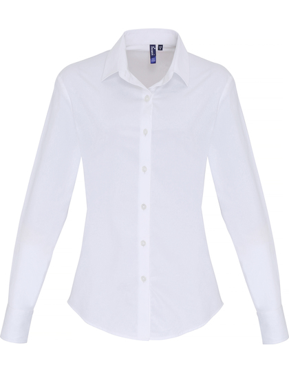 Premier Workwear Women´s Stretch Fit Poplin Long Sleeve blouse achterzijde