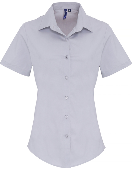 Premier Workwear Women´s Stretch Fit Poplin Short Sleeve blouse achterzijde