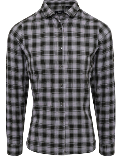 Premier Workwear Women´s Mulligan Check Long Sleeve blouse achterzijde