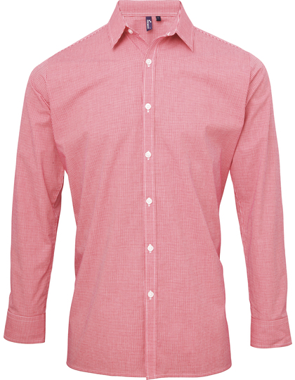 Premier Workwear Men´s Microcheck Gingham Long Sleeve overhemd achterzijde