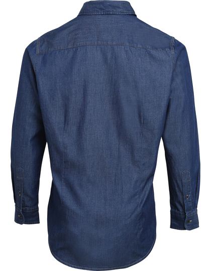 Premier Workwear Men´s Jeans Stitch Denim Shirt overhemd detailfoto