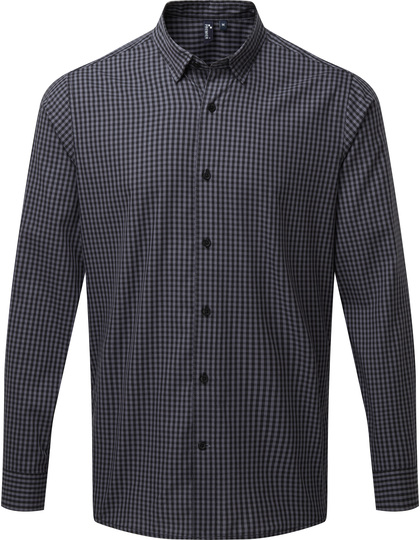 Premier Workwear Men´s Maxton Check Long Sleeve overhemd detail sluiting