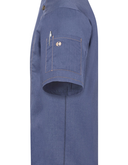 Karlowsky Short-Sleeved Chef´s Jacket Jeans Style koksbuis stofdetail