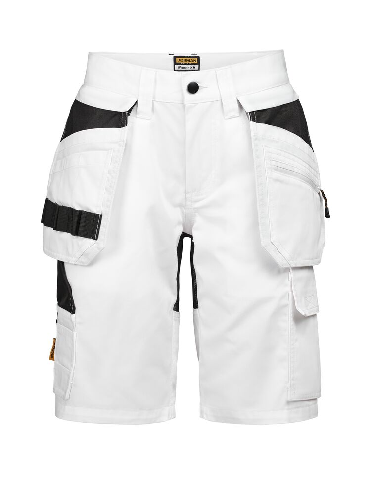Jobman 2337 Craftsman Shorts Semistretch Woman korte broek wit zwart