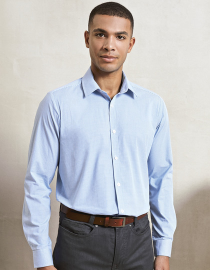 Premier Workwear Men´s Microcheck Gingham Long Sleeve overhemd