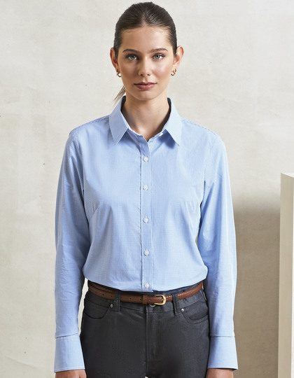 Premier Workwear Women´s Microcheck Gingham Long Sleeve blouse