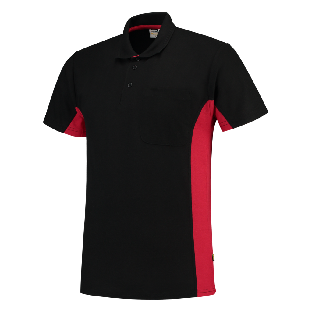 Tricorp Poloshirt Bicolor Borstzak Black-Red
