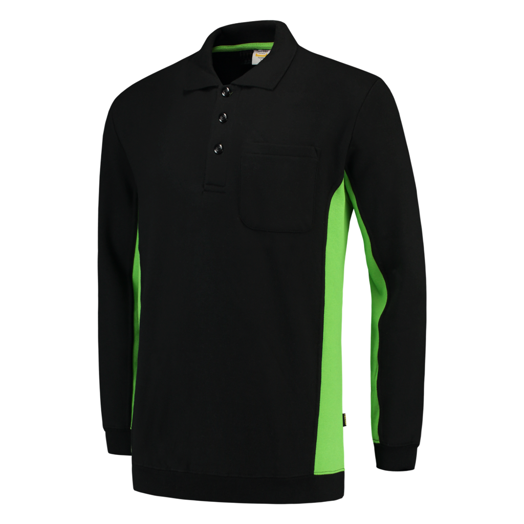 Tricorp Polosweater Bicolor Borstzak Black-Lime