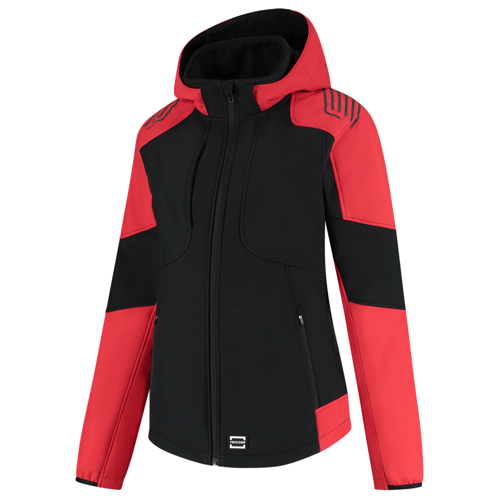 Tricorp Softshell Capuchon Bicolor Redefined Dames Black-Brightred