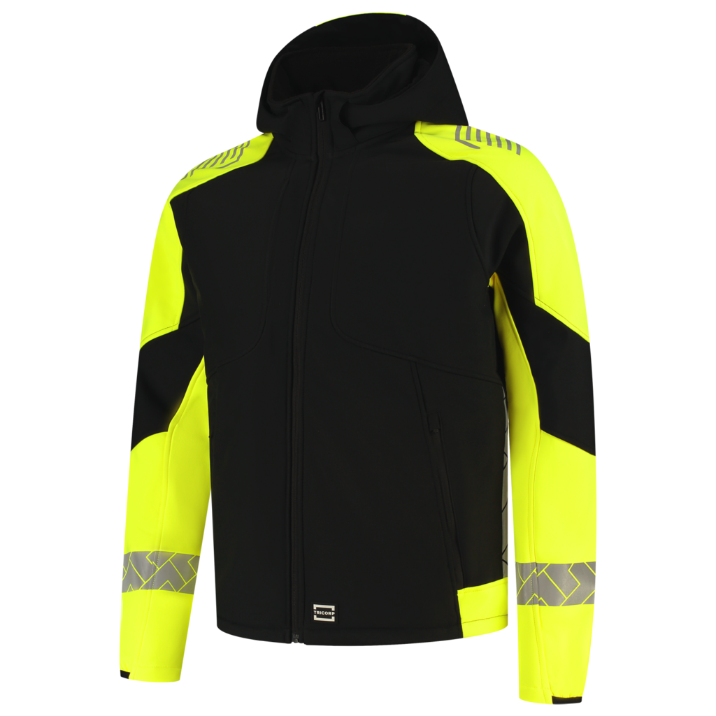 Tricorp Softshell Capuchon Reflective Redefined Black-Fluor Yellow