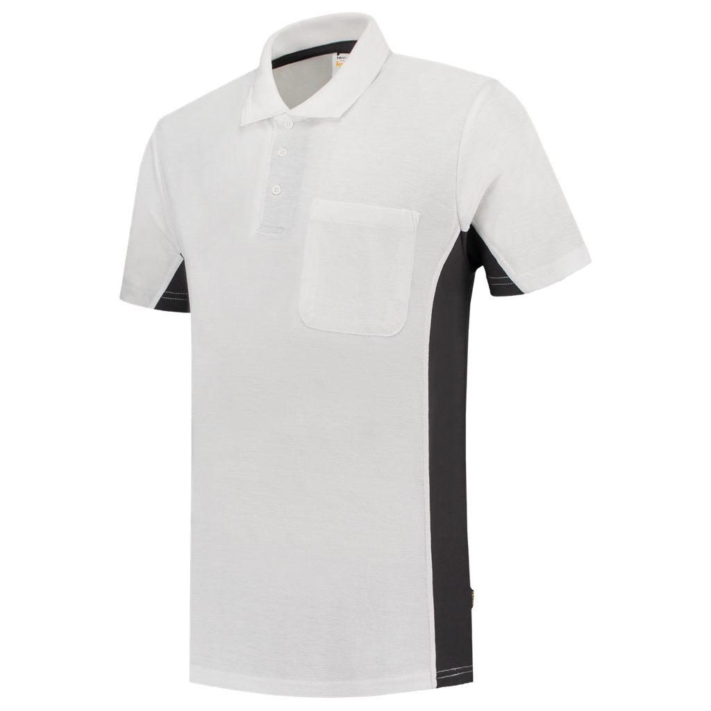 Tricorp Poloshirt Bicolor Borstzak White-Dark Grey