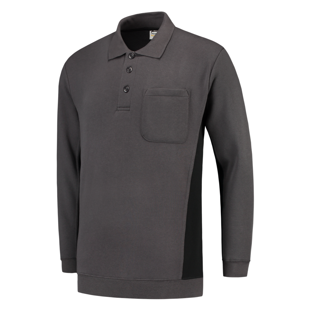 Tricorp Polosweater Bicolor Borstzak Dark Grey-Black