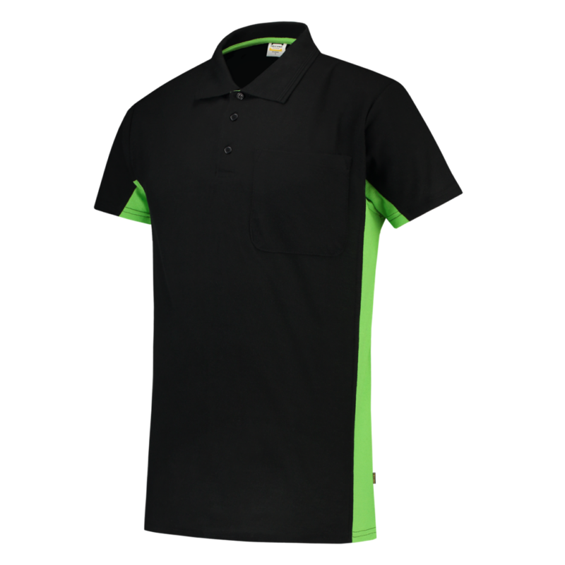 Tricorp Poloshirt Bicolor Borstzak Black-Lime