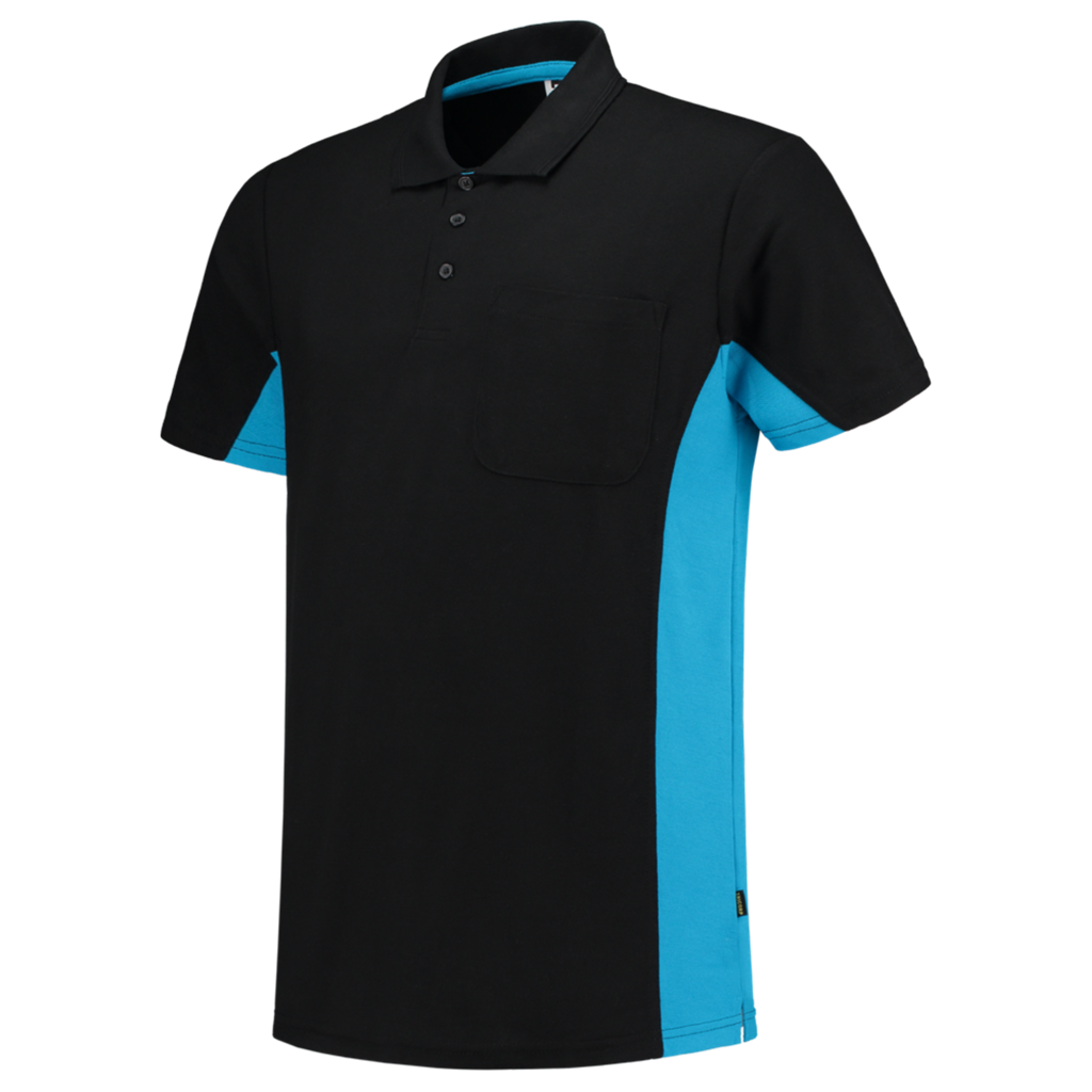 Tricorp Poloshirt Bicolor Borstzak Black-Turquoise