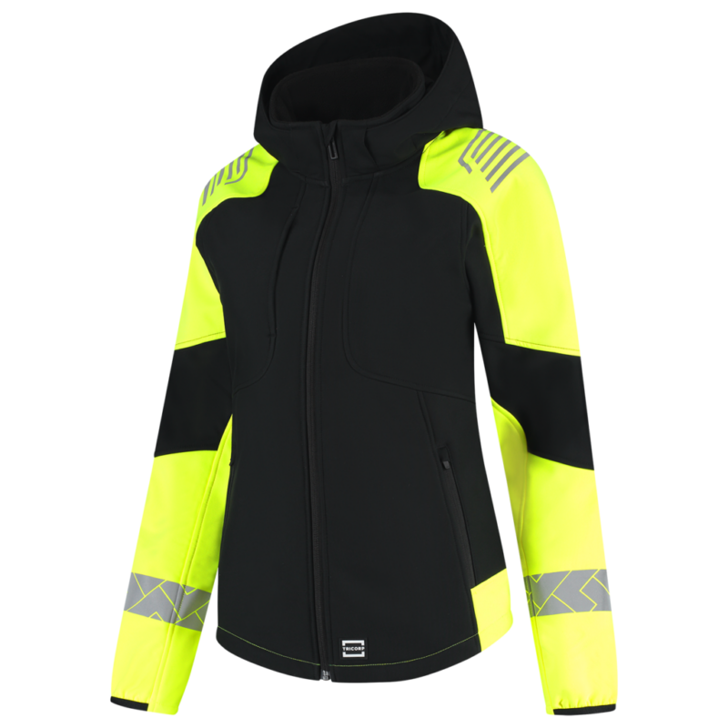 Tricorp Softshell Capuchon Reflective Redefined Dames Black-Fluor Yellow