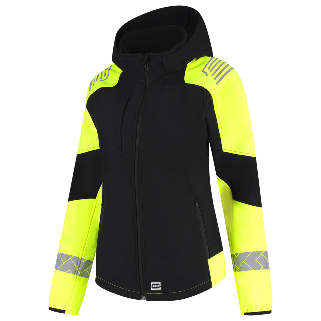 Tricorp Softshell Capuchon Reflective Redefined Dames Black-Fluor Yellow