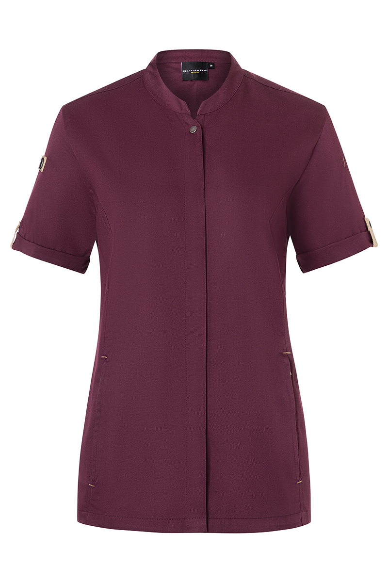 Karlowsky Ladies Chefs Jacket Green-Generation Short Sleeve Dames in aubergine