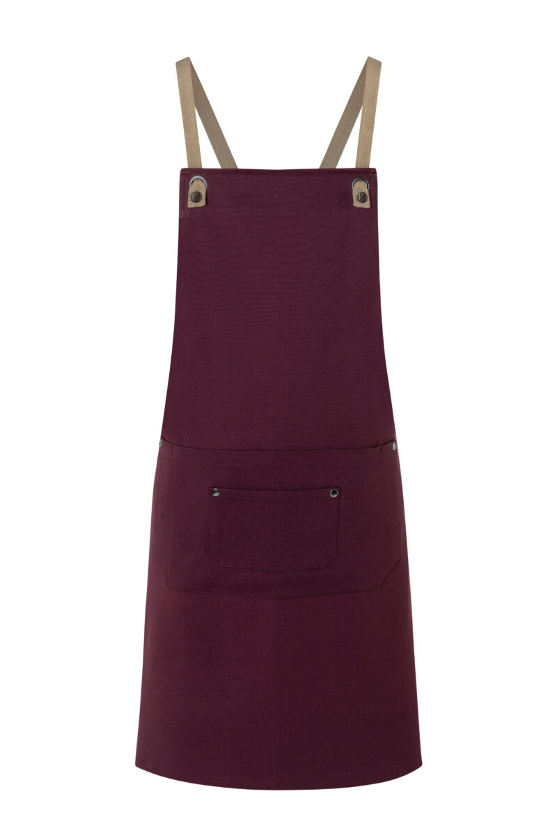 Karlowsky Bib Apron Urban-Nature With Cross Straps And Big Pocket in aubergine