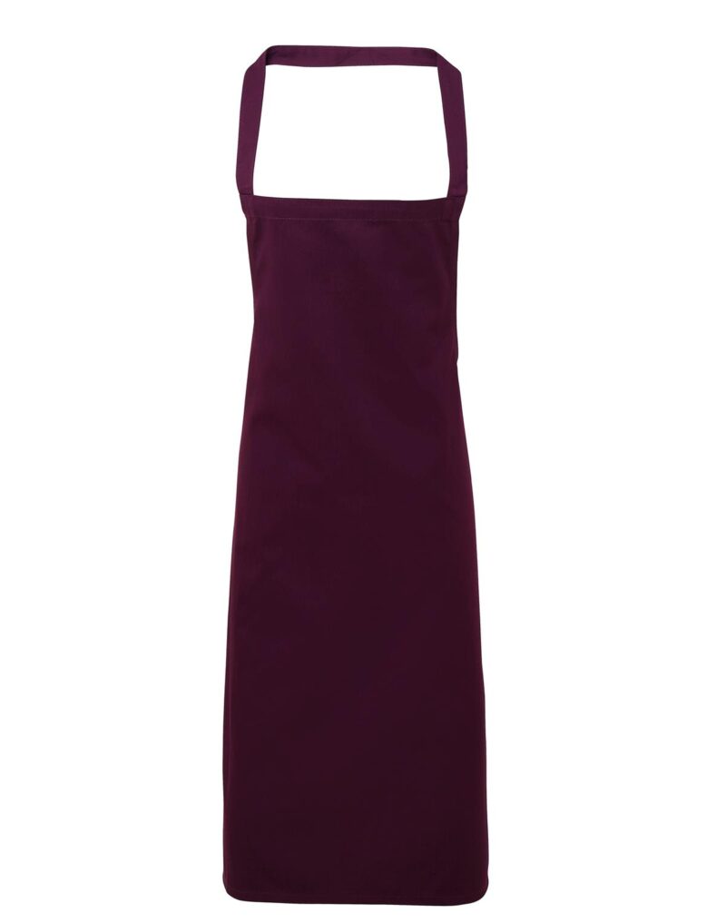 Premier Workwear Organic Cotton Bib Apron in aubergine