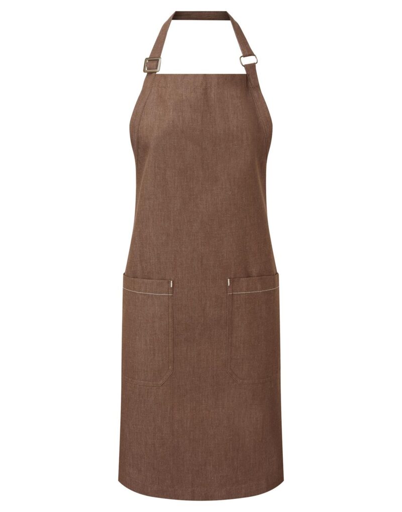 Premier Workwear Organic Denim Fairtrade Bib Apron in bruin denim