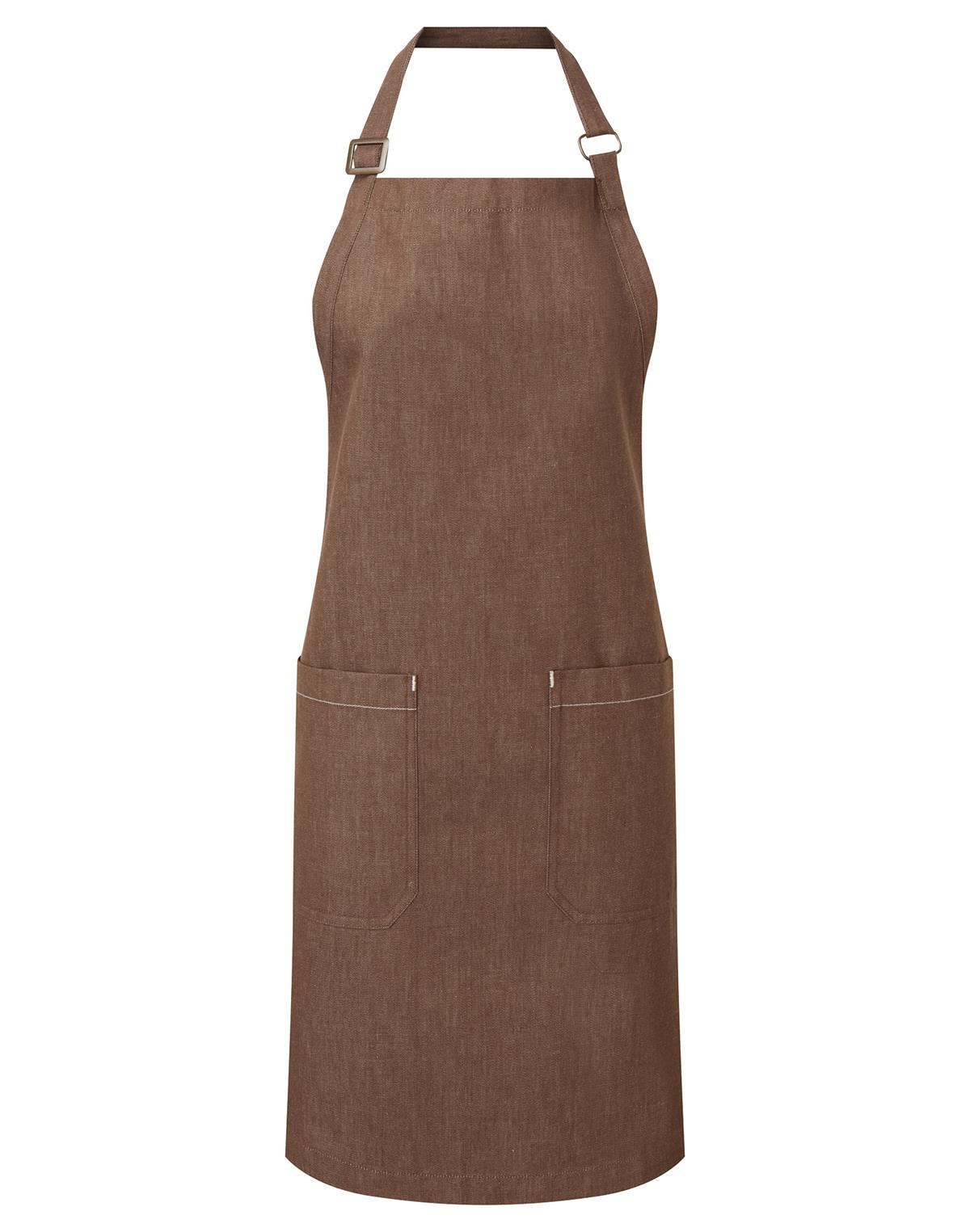 Premier Workwear Organic Denim Fairtrade Bib Apron in bruin denim
