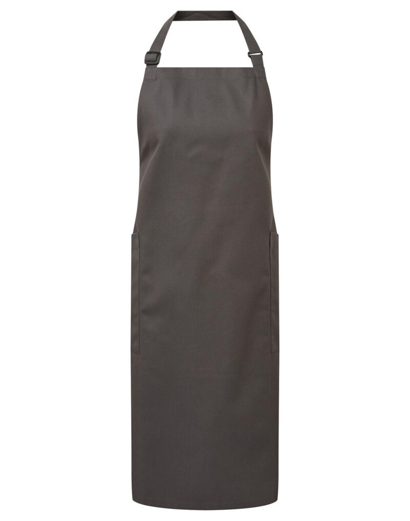Premier Workwear Recycled and Organic Fairtrade Bib Apron in donkergrijs