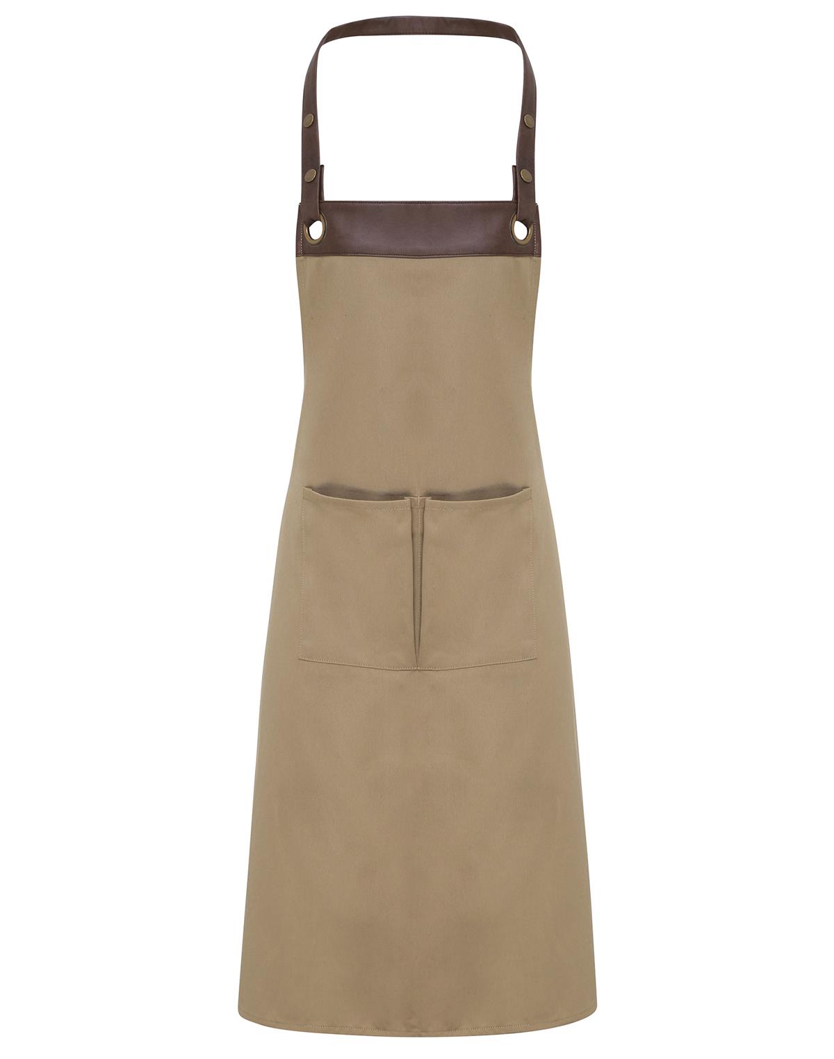 Premier Workwear Espresso Bib Apron in khaki/bruin