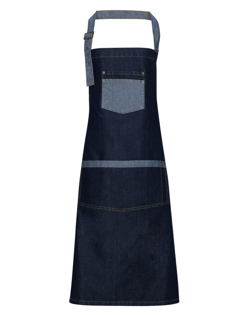 Premier Workwear Domain Contrast Denim Bib Apron in indigo denim