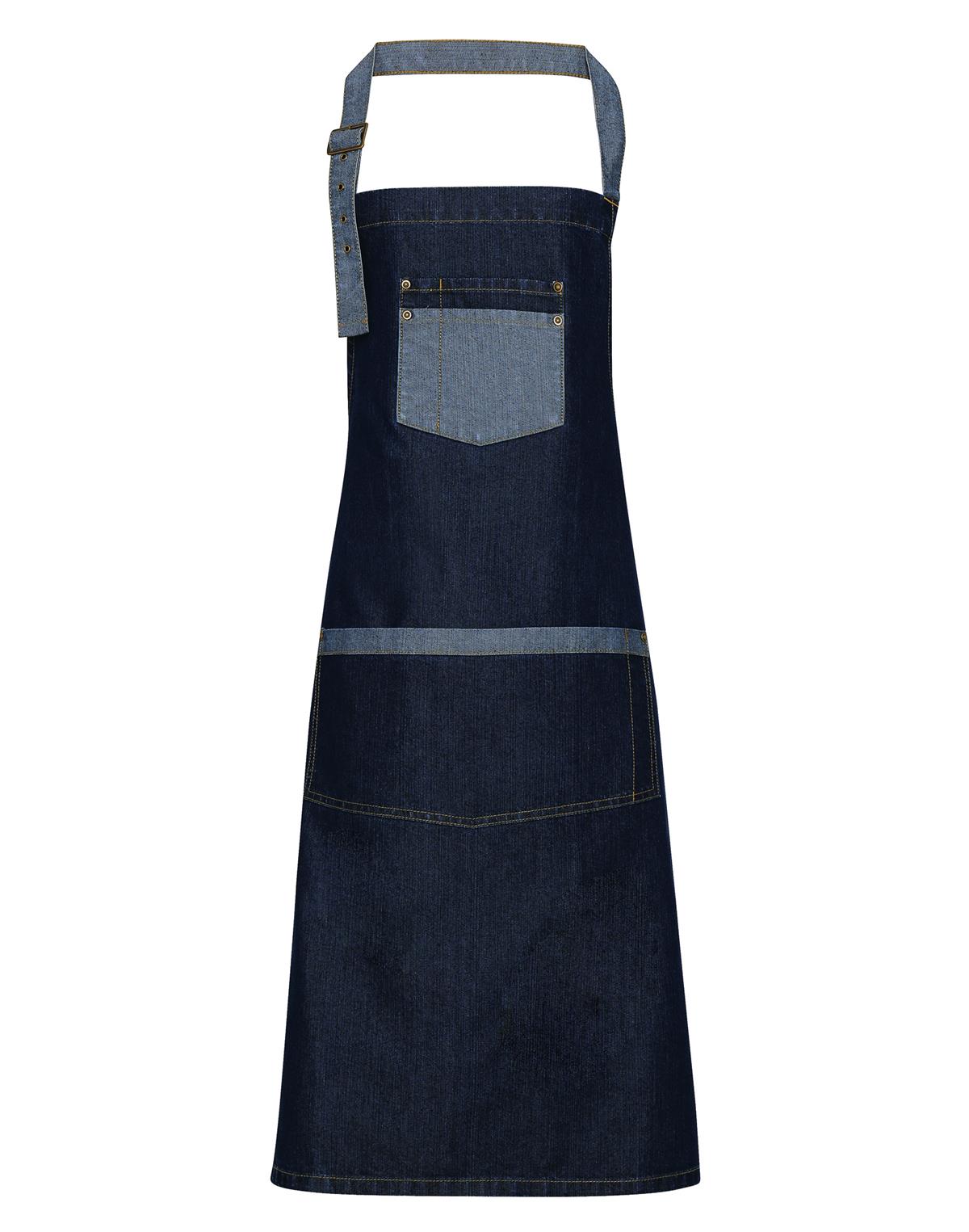 Premier Workwear Domain Contrast Denim Bib Apron in indigo denim