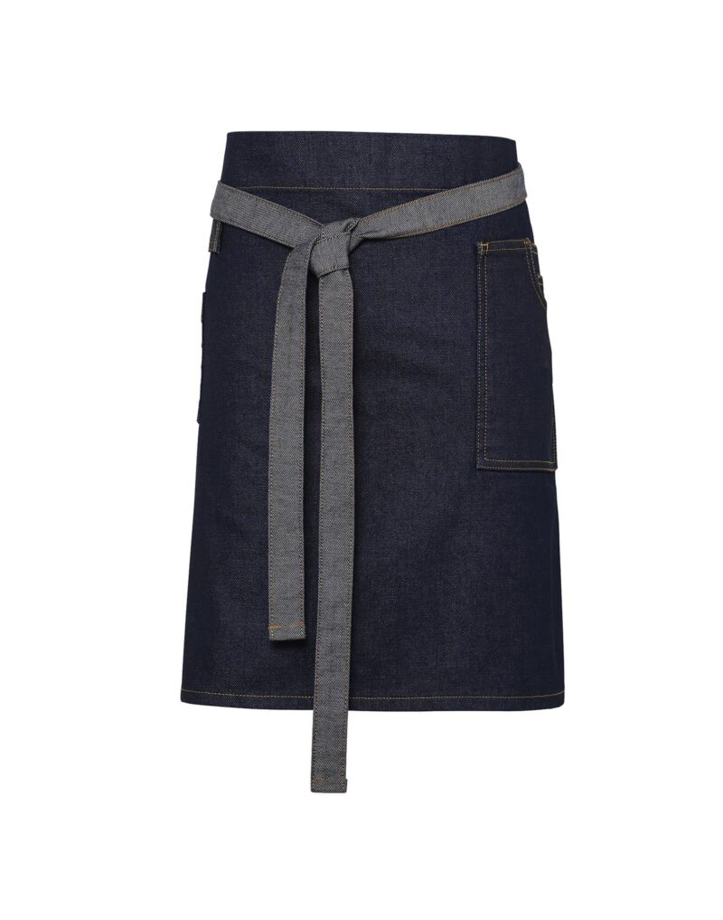 Premier Workwear Division Waxed Look Denim Waist Apron in indigo denim