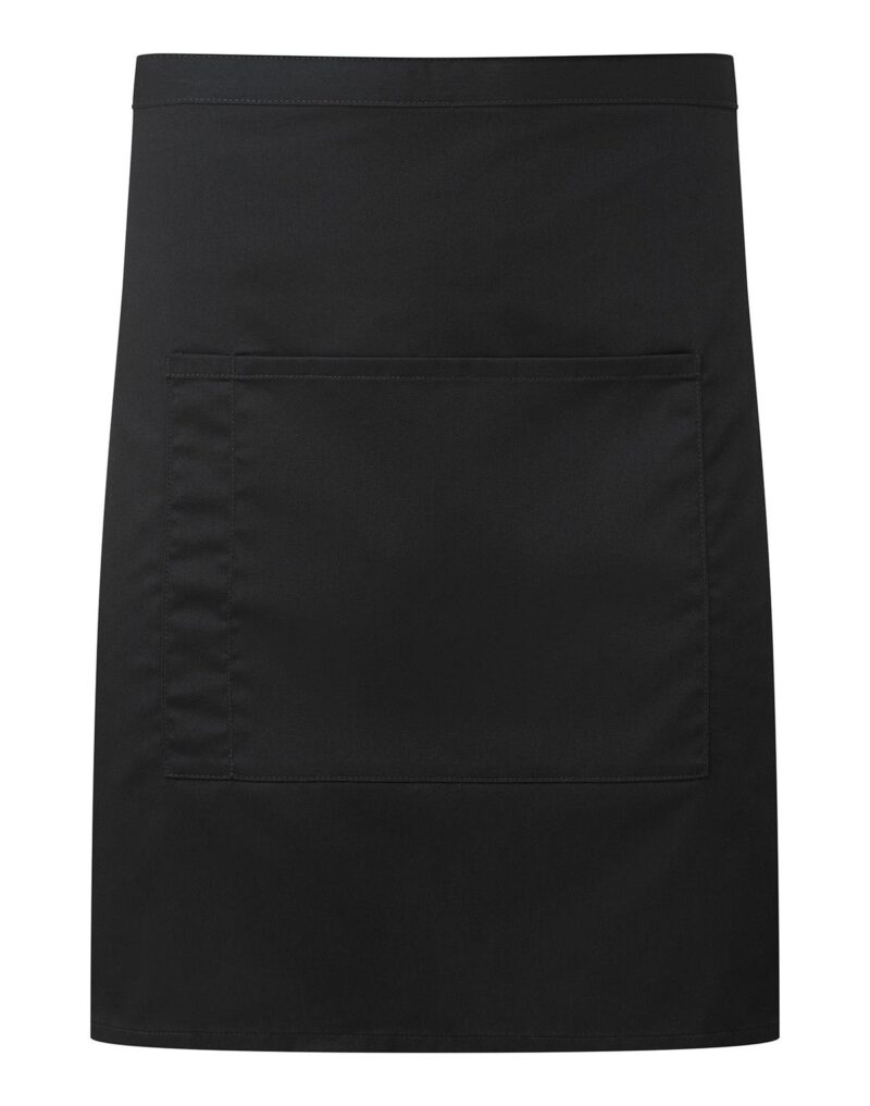 Premier Workwear Colours Mid Length Apron with Pocket in zwart denim