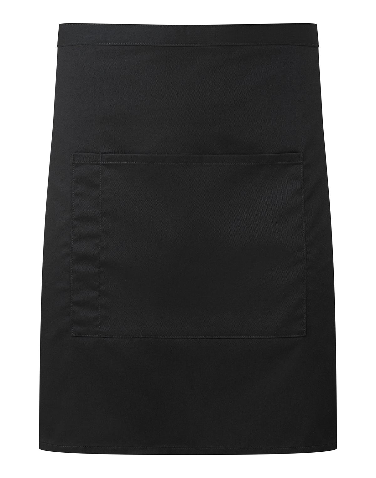Premier Workwear Colours Mid Length Apron with Pocket in zwart denim
