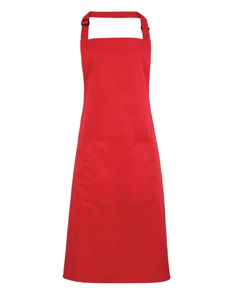 Premier Workwear Colours Collection Bib Apron With Pocket in aardbeirood