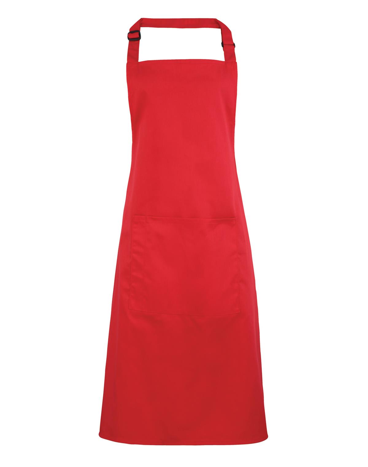 Premier Workwear Colours Collection Bib Apron With Pocket in aardbeirood