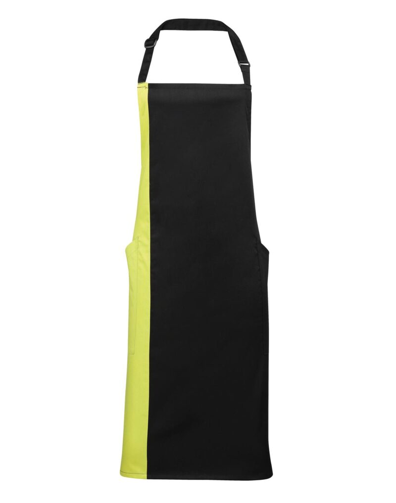 Premier Workwear Colours Collection Contrast Bib Apron in zwart/limoen