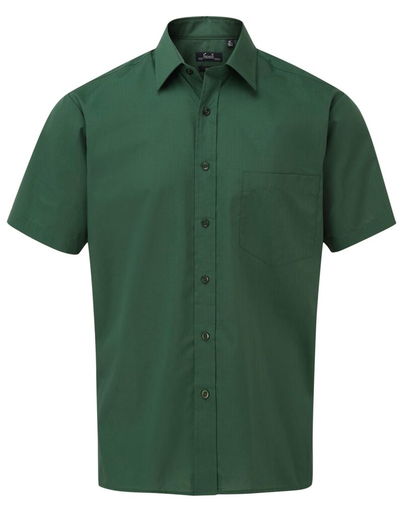 Premier Workwear Men´s Poplin Short Sleeve Shirt Heren in flesgroen