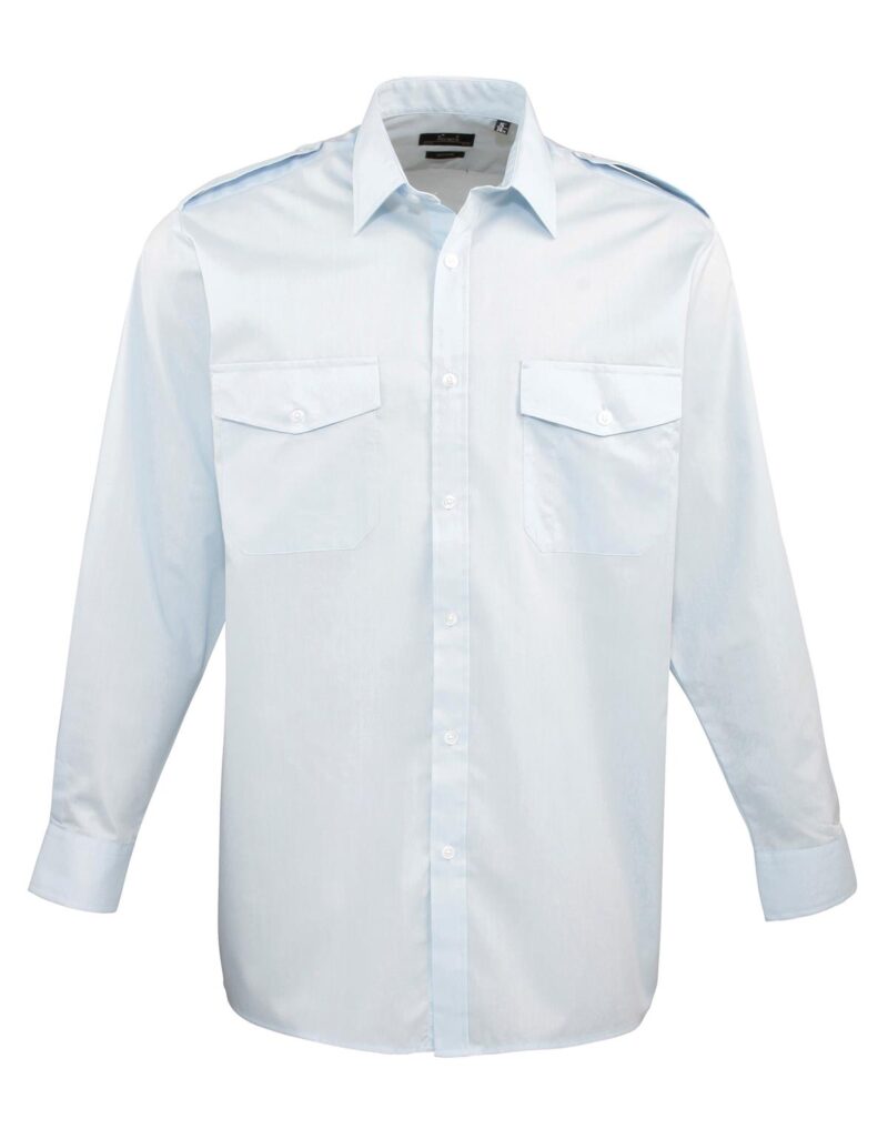 Premier Workwear Pilot Shirt Long Sleeve in lichtblauw