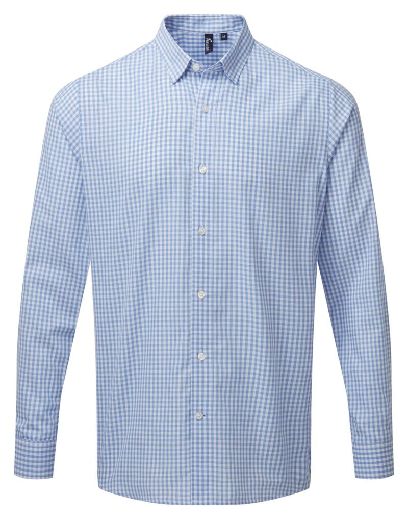 Premier Workwear Men´s Maxton Check Long Sleeve Shirt Heren in lichtblauw/wit