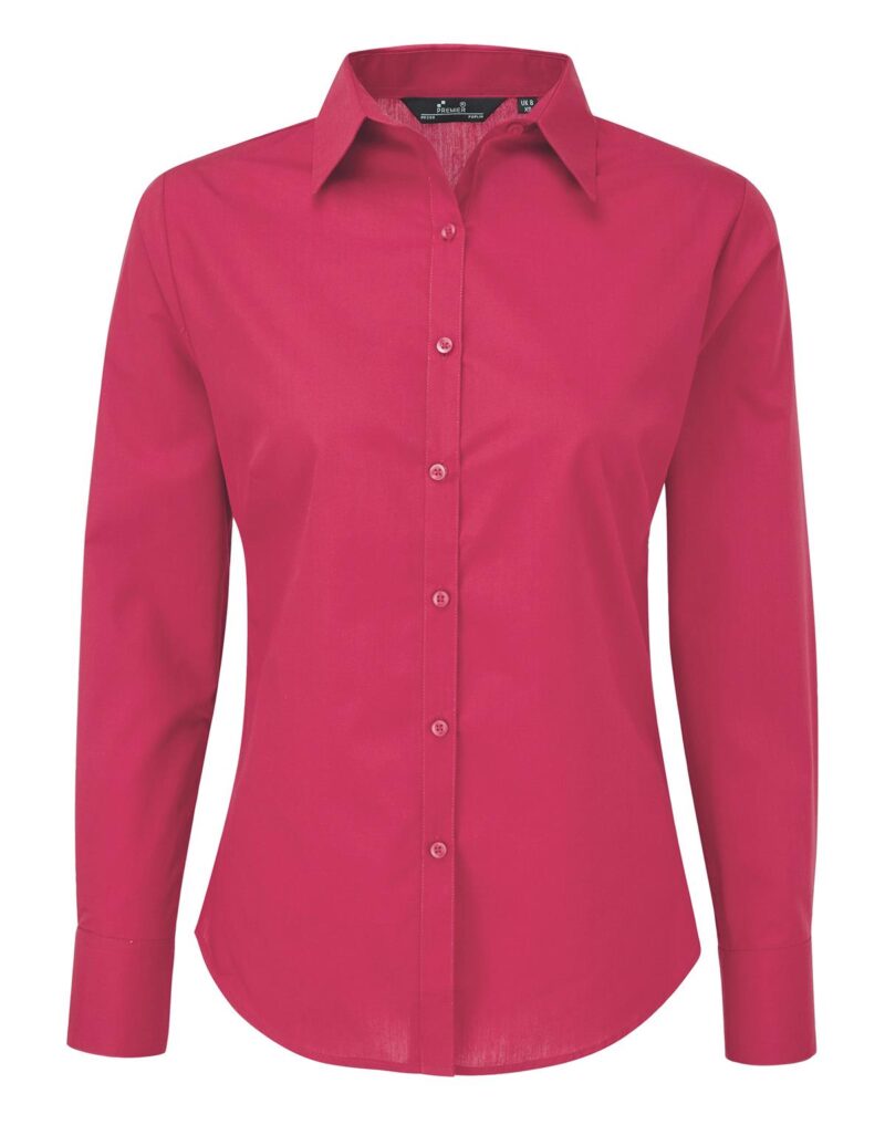 Premier Workwear Women´s Poplin Long Sleeve Blouse Dames in felroze