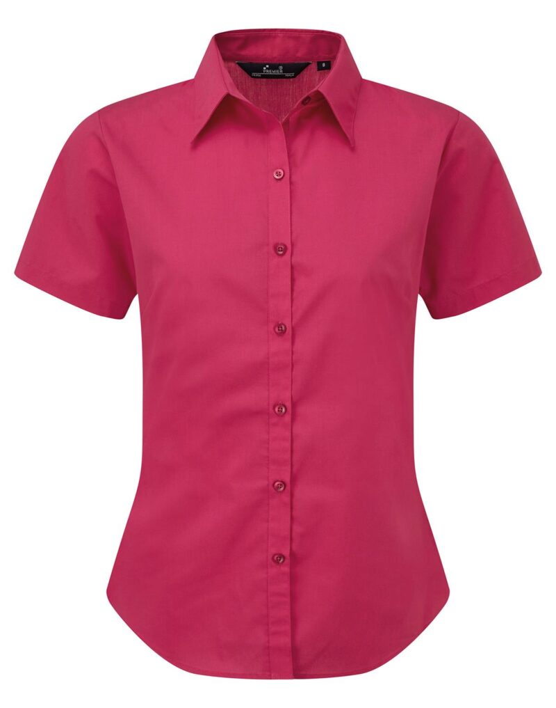 Premier Workwear Women´s Poplin Short Sleeve Blouse Dames in felroze