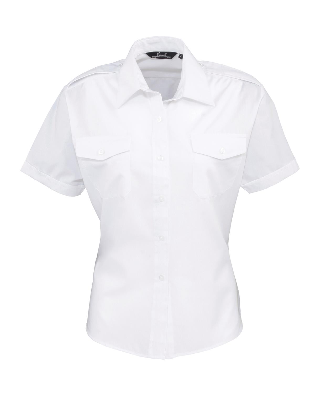 Premier Workwear Women´s Pilot Shirt Short Sleeve Dames in wit