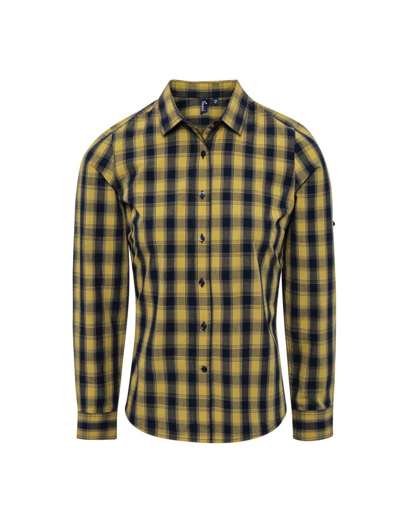 Premier Workwear Women´s Mulligan Check Long Sleeve Shirt Dames in camel/navy