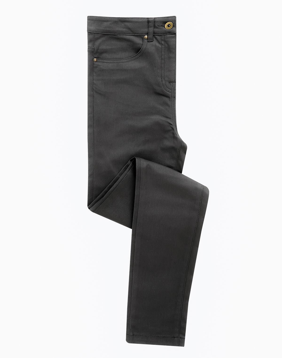 Premier Workwear Women´s Performance Chino Jeans Dames in houtskoolgrijs